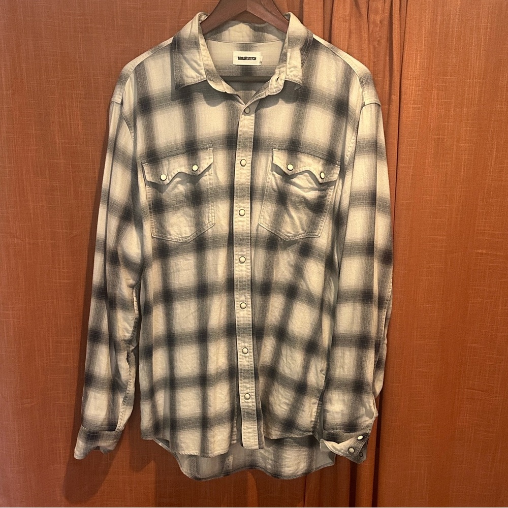 Taylor Stitch Navy and White Plaid Button Down Shirt